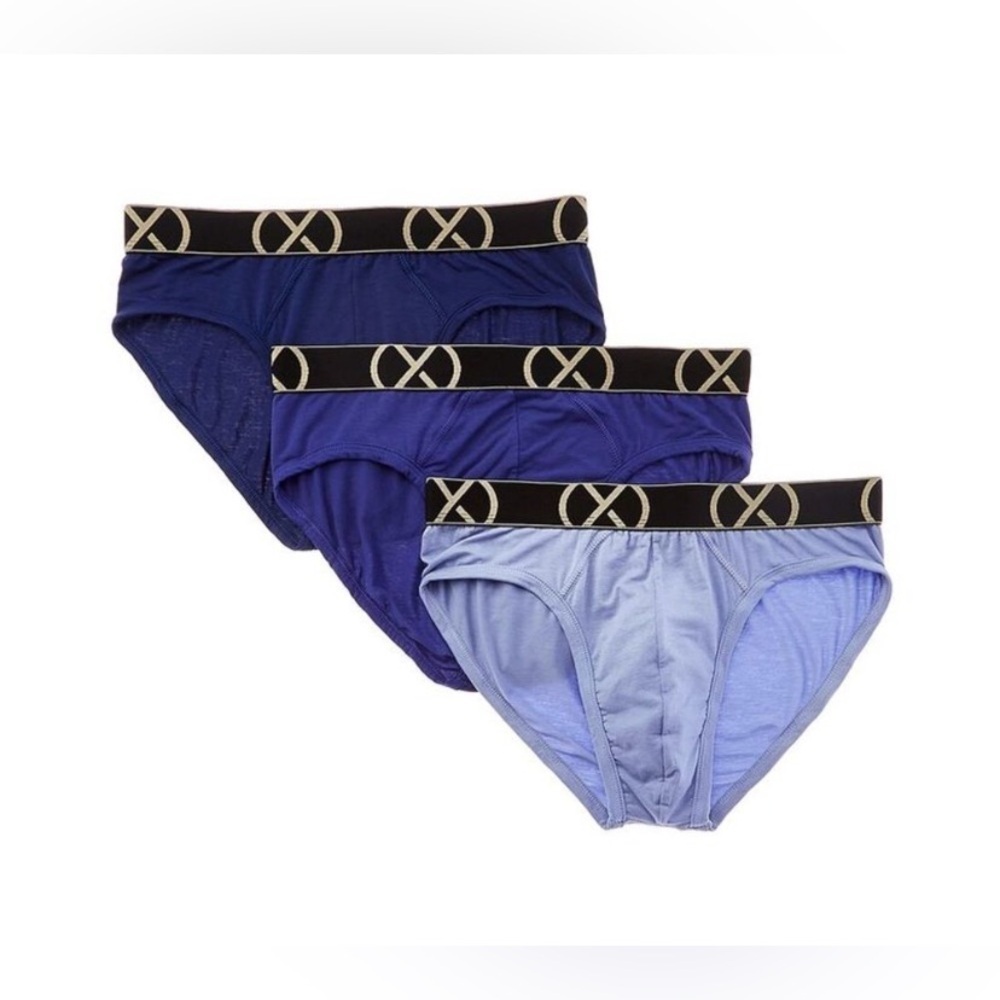 2(X)IST - 3 Pack Men's Blue Luxe‎ No Show Briefs Size Small 28-30